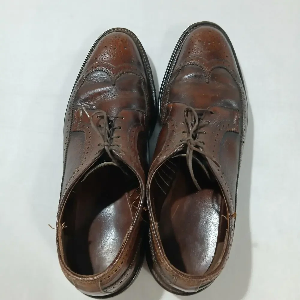 Allen Edmonds Mens Wingtip Oxford Shoes 10.5C Brown Leather Brogue Dress Vintage